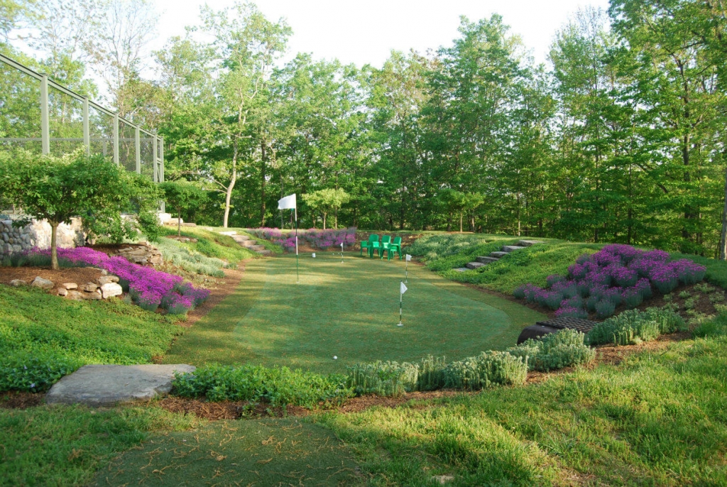 organic plantings surrounding putting green waccabuc westchester ny